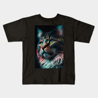 Serious Cat portrait Kids T-Shirt